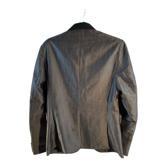 ASOS DESIGN Men’s Silver Black Skinny Tuxedo Blazer Jacket Long Sleeve Size 38 - Picture 2 of 13
